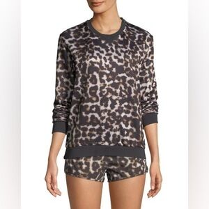 The Upside Lulu Leopard-Print Crewneck Sweatshirt in Black Brown Size 8